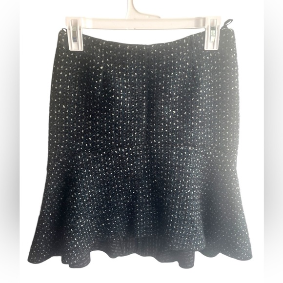 NEW Nina Ricci Black Flared Skirt Tweed Career Wear Party Cocktail Mini Skirt XS - Picture 2 of 10